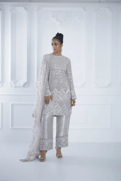 Silver-Grey Encrusted Kurta Set