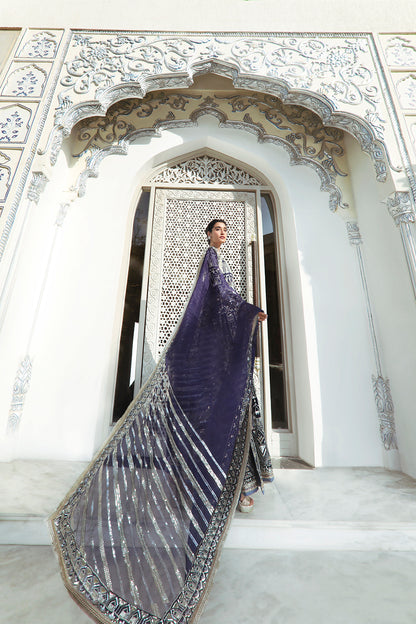 Navy Blue Embroidered Jacket and Pant Set