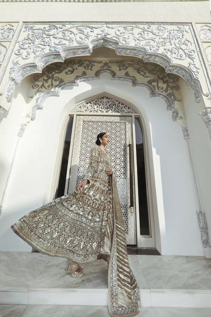 Olive Silver Embroidered Kalidar Set