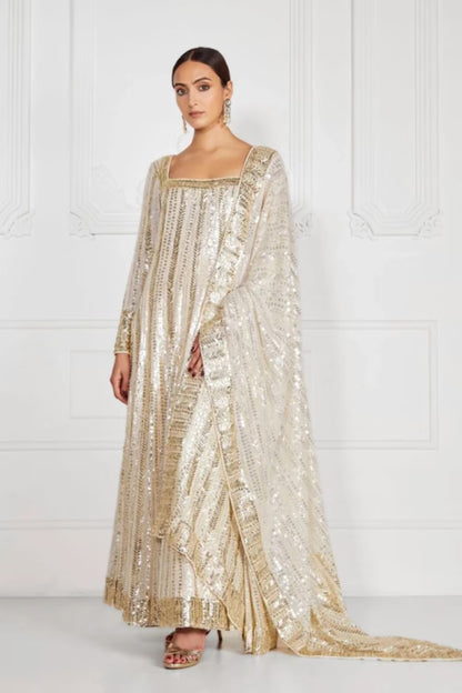 Ivory Embroidered Taban Anarkali Kurta Set