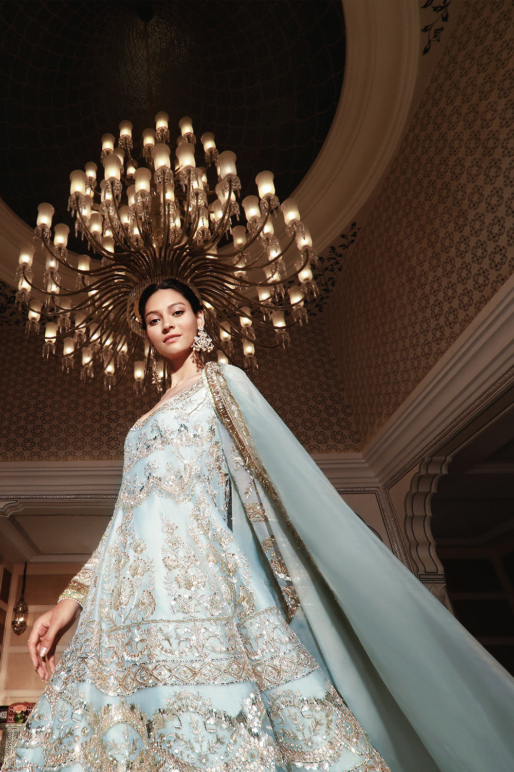 Powder Blue Short Kalidar Kurta Set