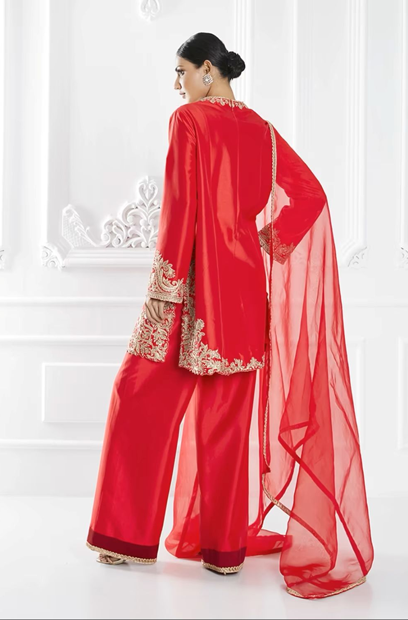 Red Dori Embroidered Kurta Set