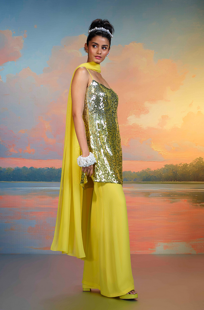 Yellow Sequin Kurta Set