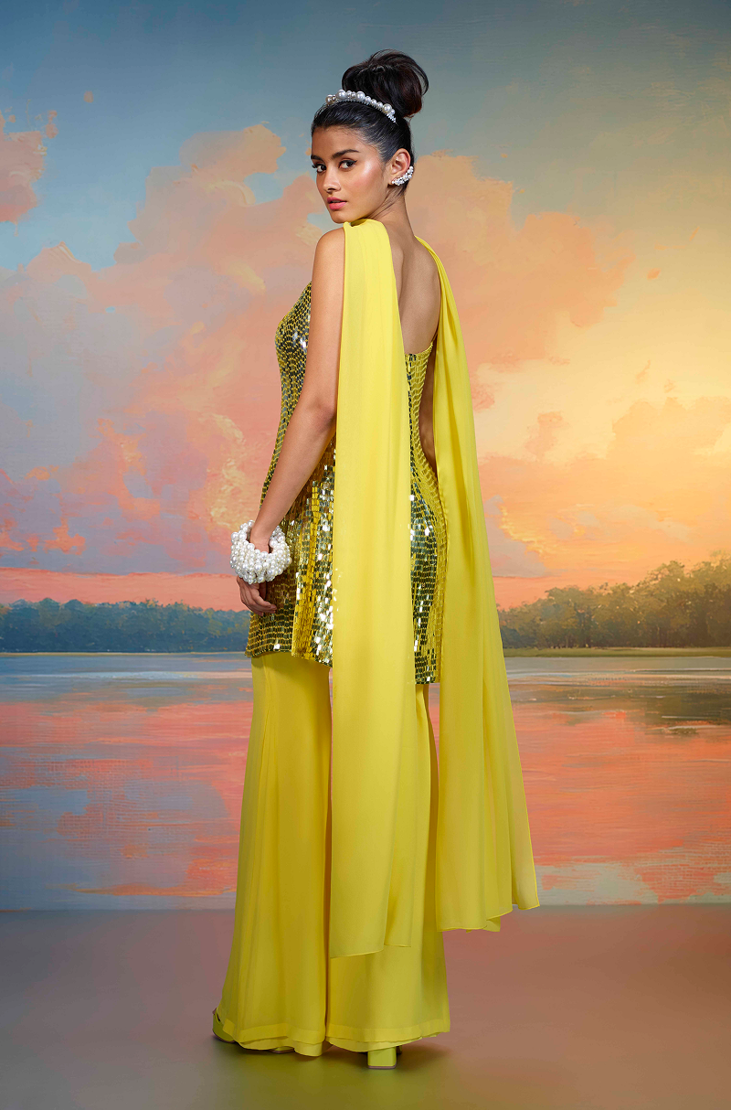 Yellow Sequin Kurta Set
