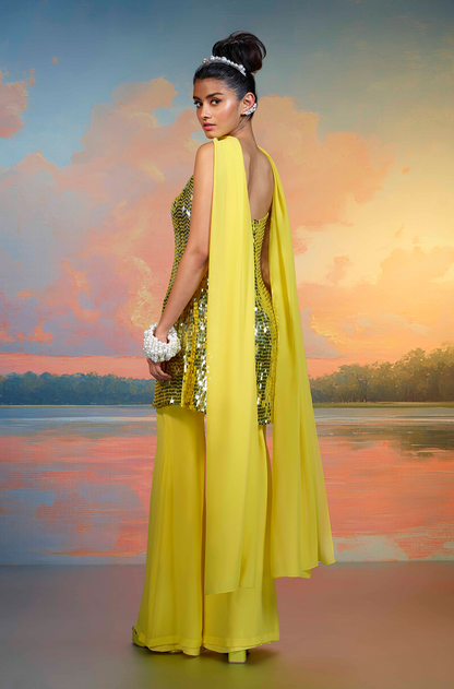 Yellow Sequin Kurta Set