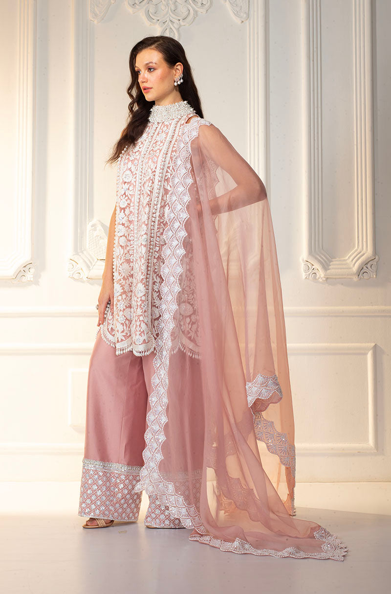 Pink Kashmiri Embroidered Short Kurta Set