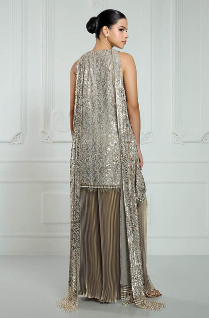 Oyster High Neck Sequin Embroidered Kurta Set