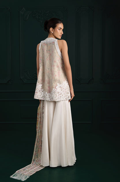 Ivory Rose Organza Overlay Printed Kurta Set