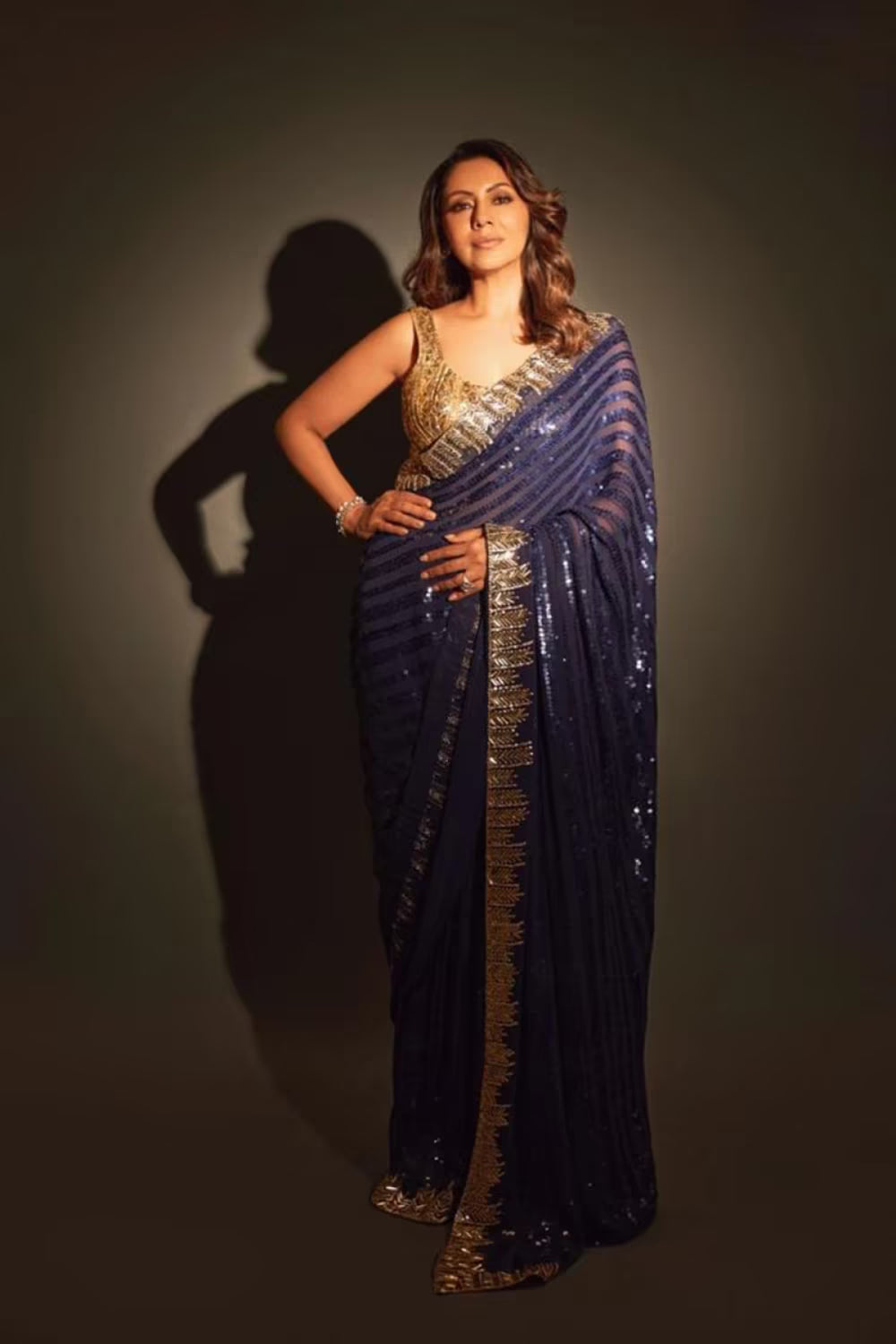 Gauri Khan in our Midnight Blue Taban Saree
