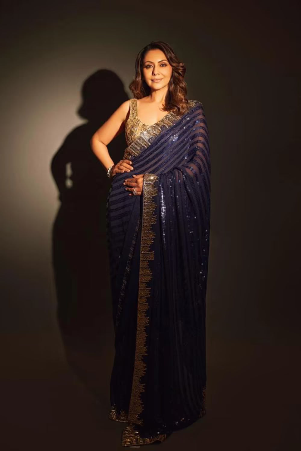 Gauri Khan in our Midnight Blue Taban Saree