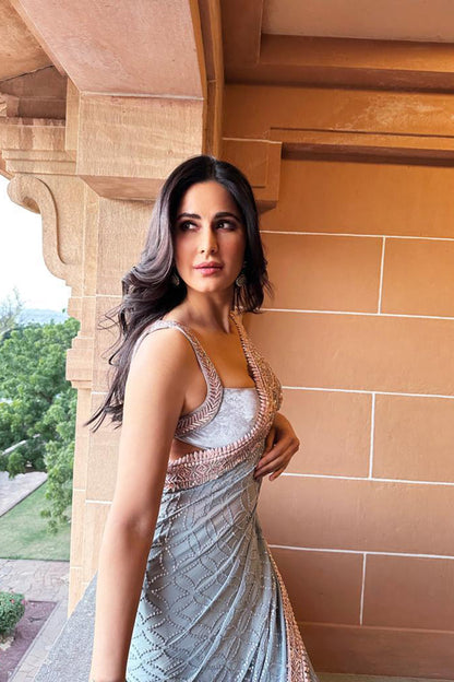 Katrina Kaif in our Icy Blue Saree Set