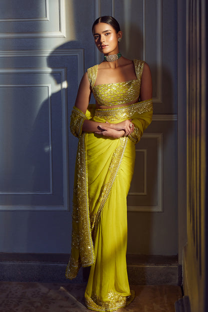 Apple Green Taban Saree Set