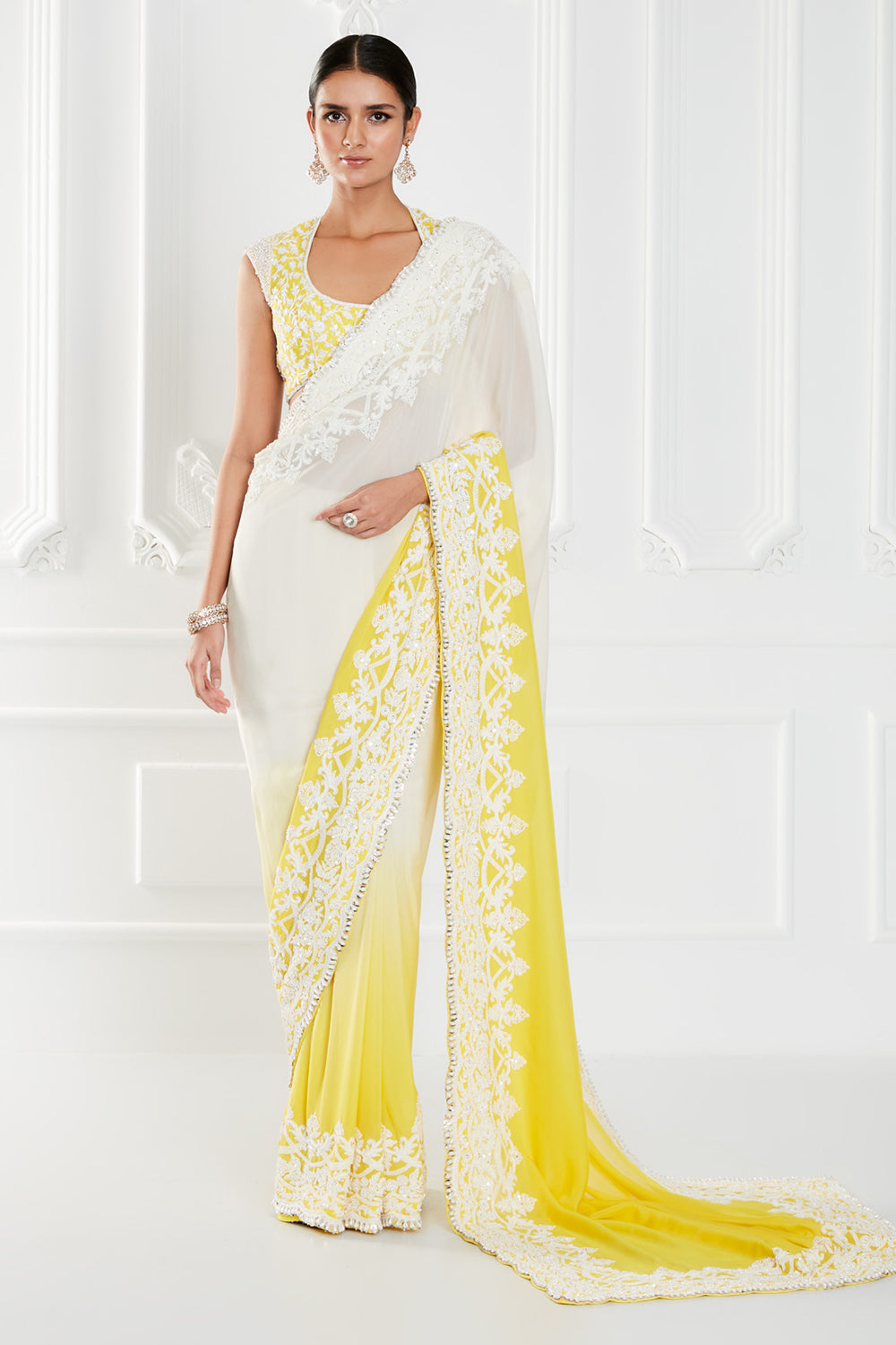 Yellow Chiffon Saree