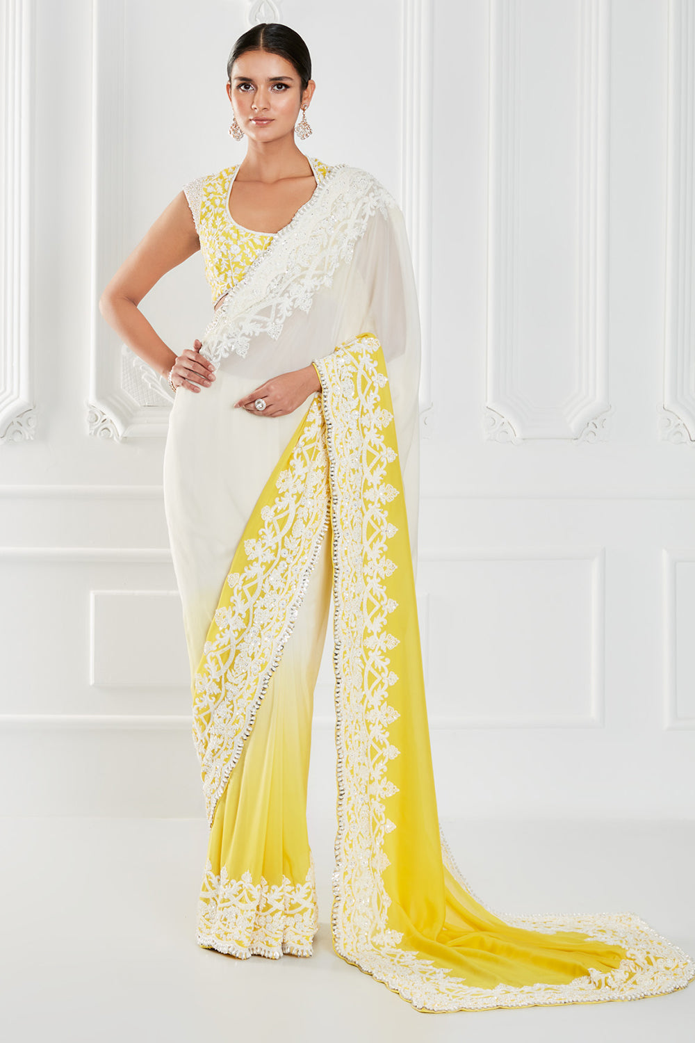 Yellow Chiffon Saree