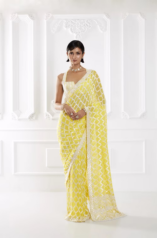 Sunny Yellow Taban Saree Set