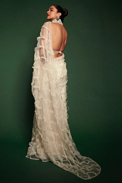 Deepika Padukone in Cream Saree Set