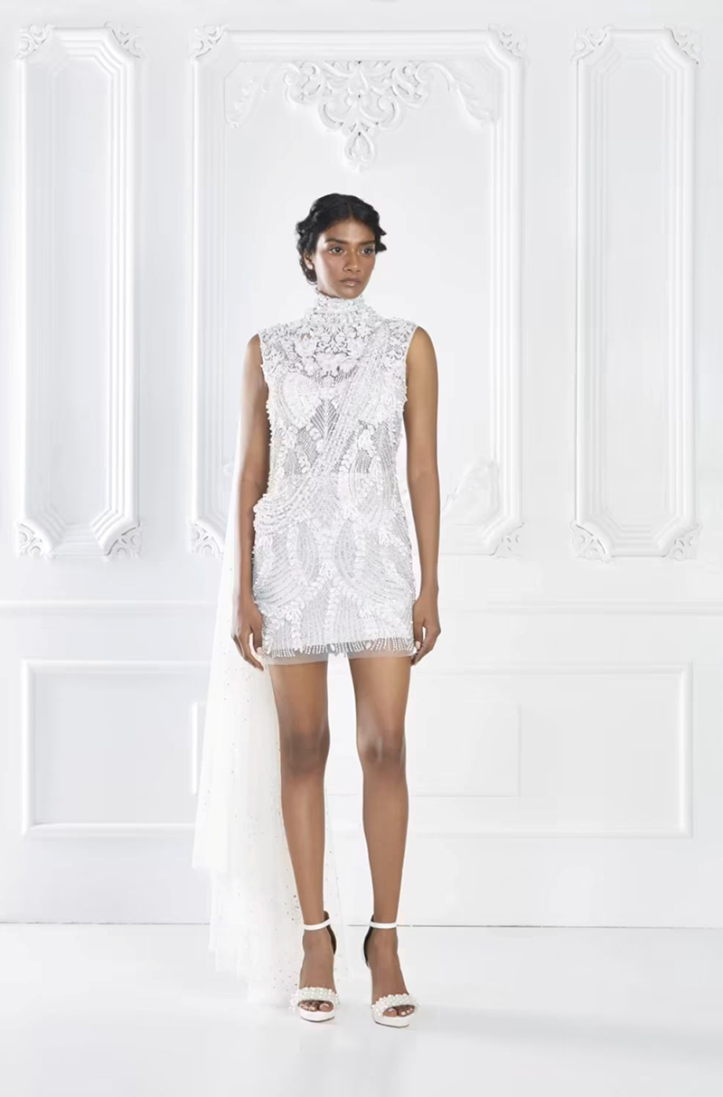 Ivory Short Embroidered Dress