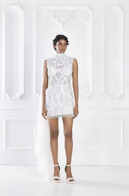 Ivory Short Embroidered Dress