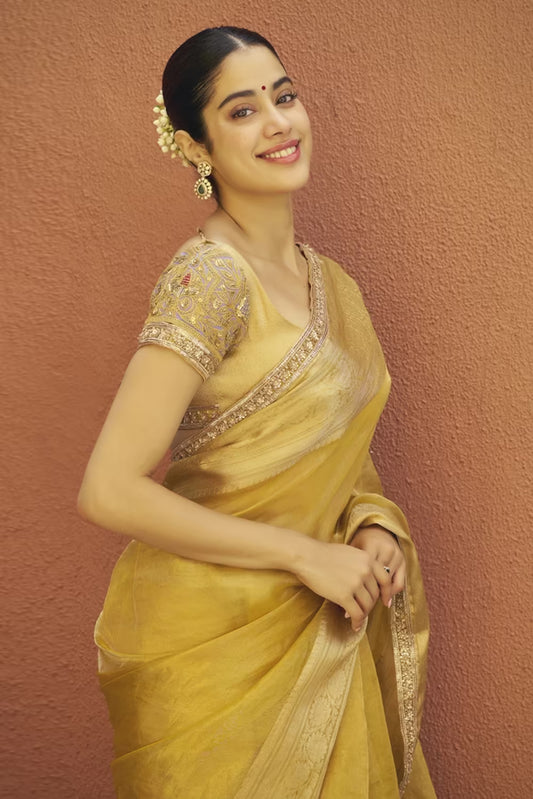 Janhvi Kapoor in Yellow Saree Set