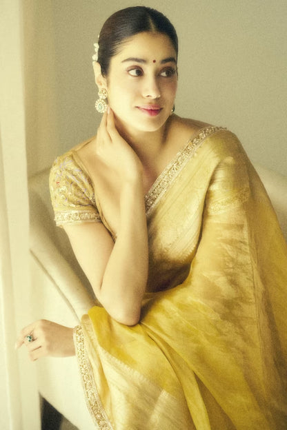 Janhvi Kapoor in Yellow Saree Set