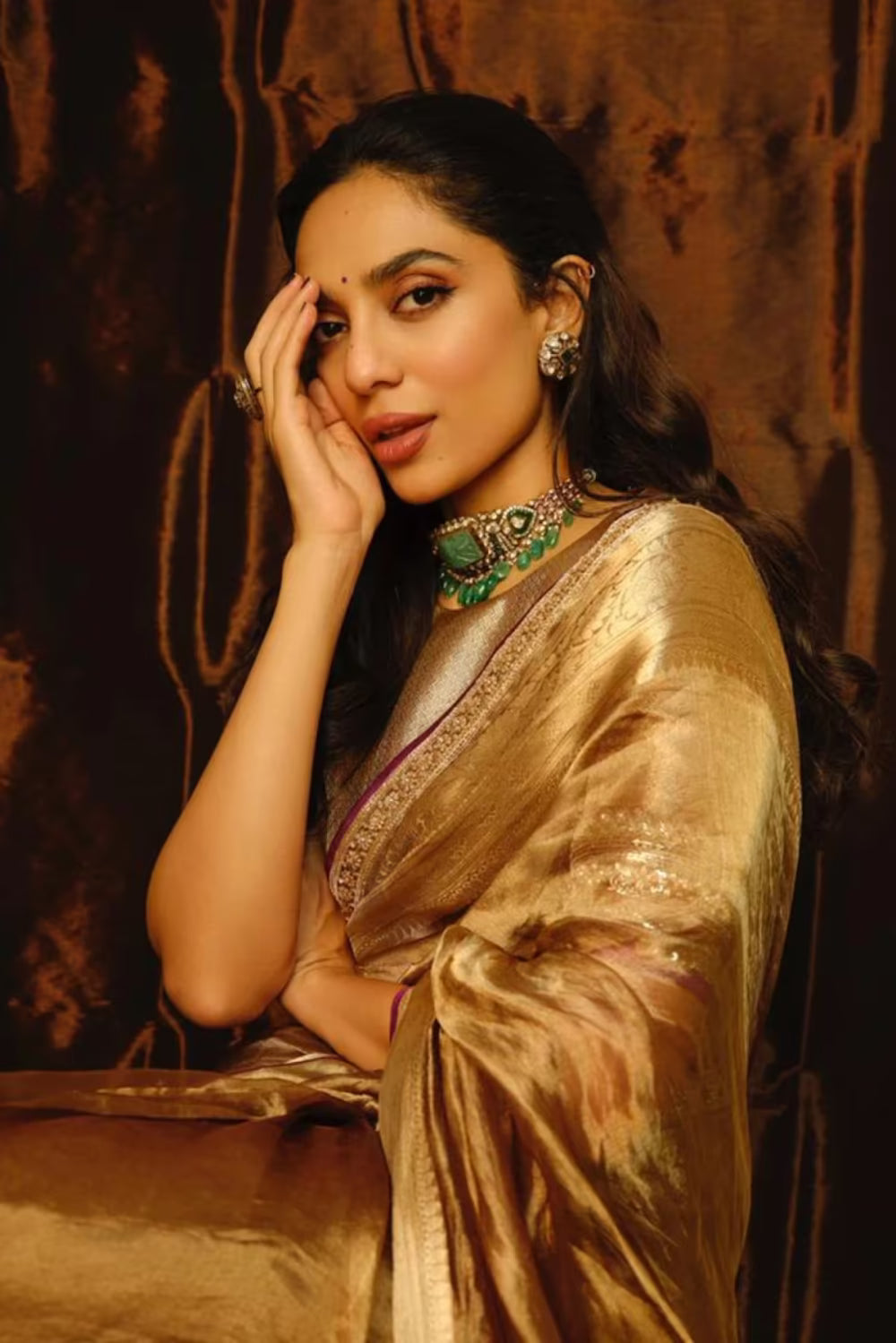 Sobhita Dhulipala in our Handwoven Tissue Saree Set