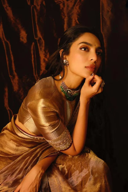 Sobhita Dhulipala in our Handwoven Tissue Saree Set