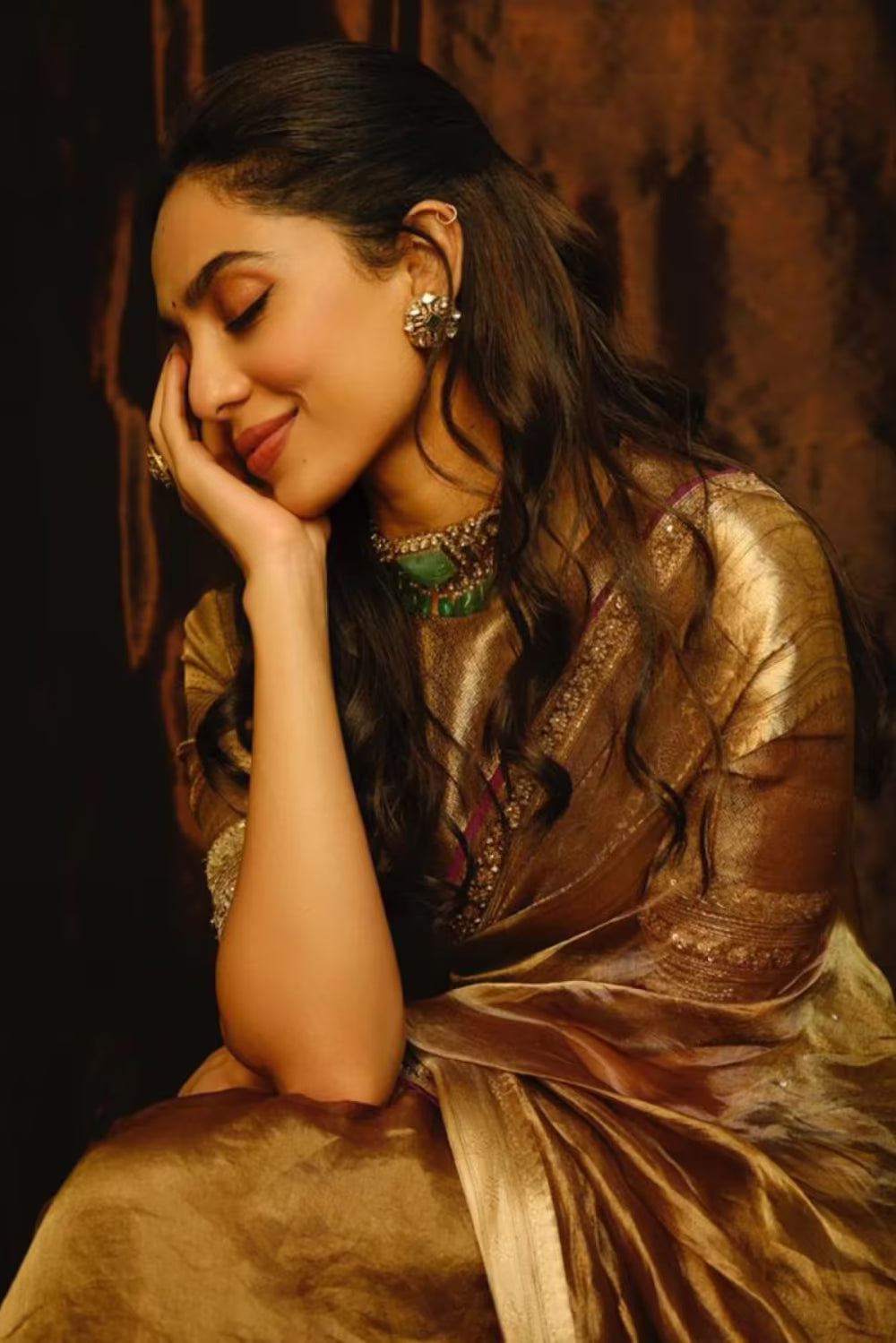 Sobhita Dhulipala in our Handwoven Tissue Saree Set