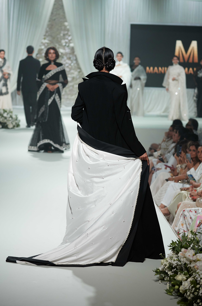 Ivory with Black Border Saree Set