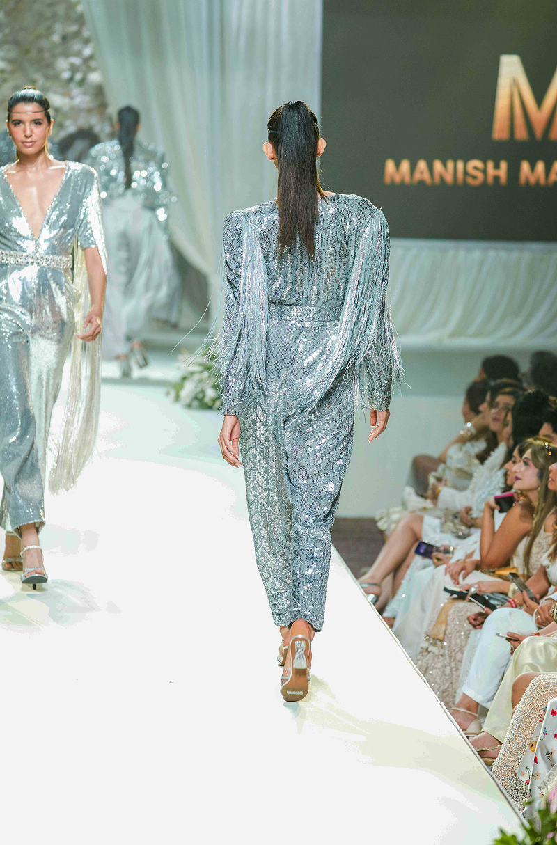 Silver Geometric Sequin Jumpsuit