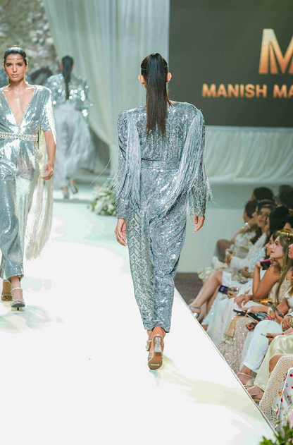 Silver Geometric Sequin Jumpsuit