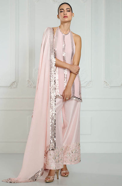 Baby Pink Sequin Embroidery Highlights Kurta Set