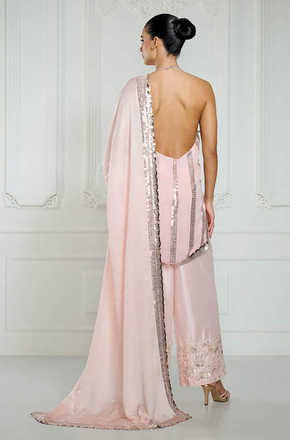 Baby Pink Sequin Embroidery Highlights Kurta Set