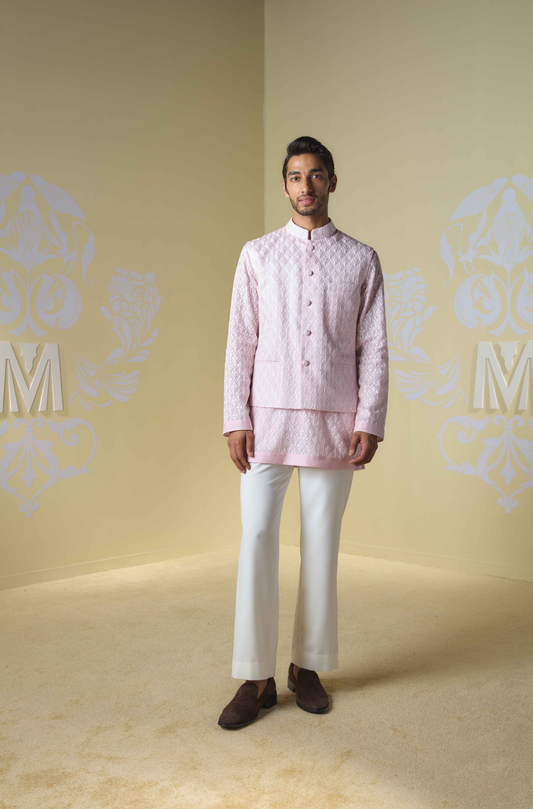 Pink Kashmiri Embroidered Bundi Set