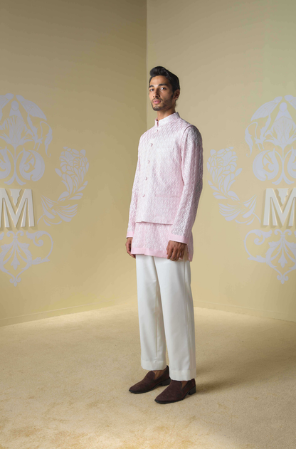 Pink Kashmiri Embroidered Bundi Set