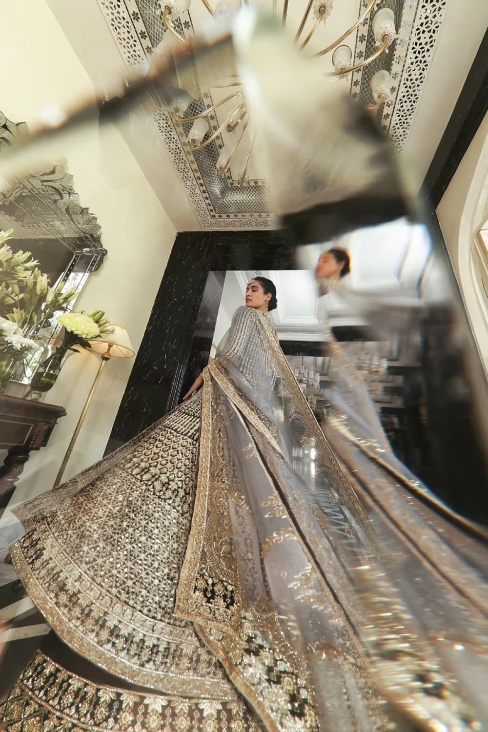 Rich Black Raw Silk Embroidered Jacket Lehenga Set