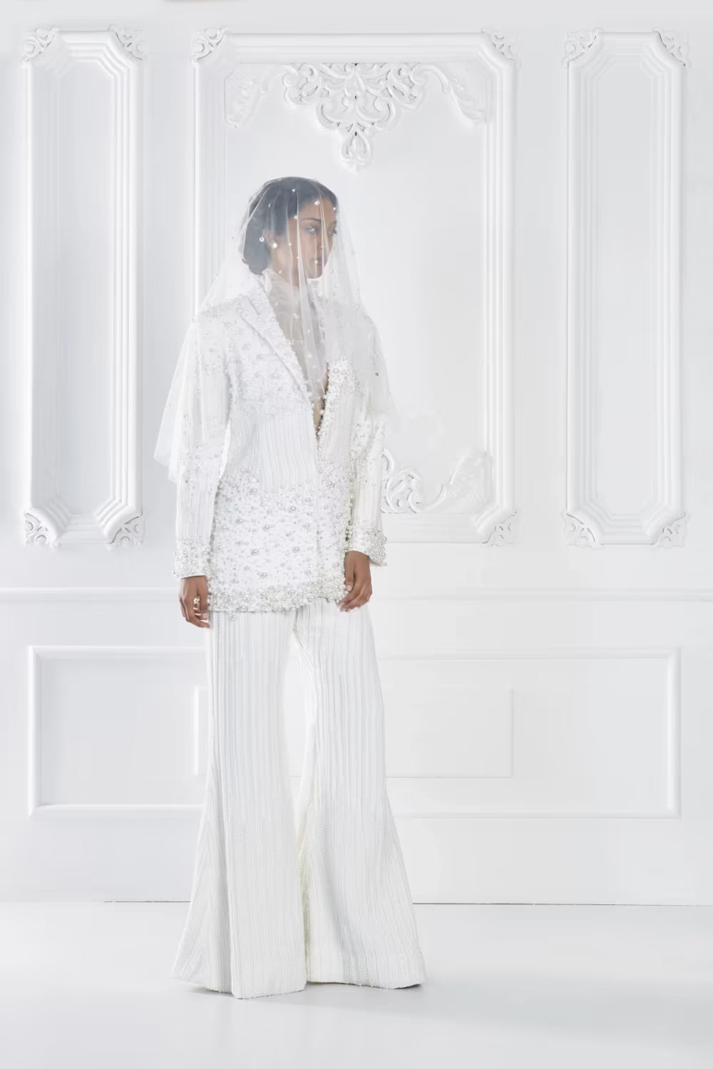 Ivory Embellished Pant Suit Set