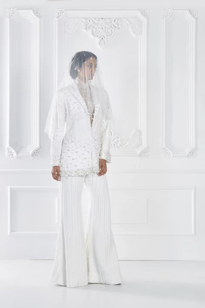 Ivory Embellished Pant Suit Set