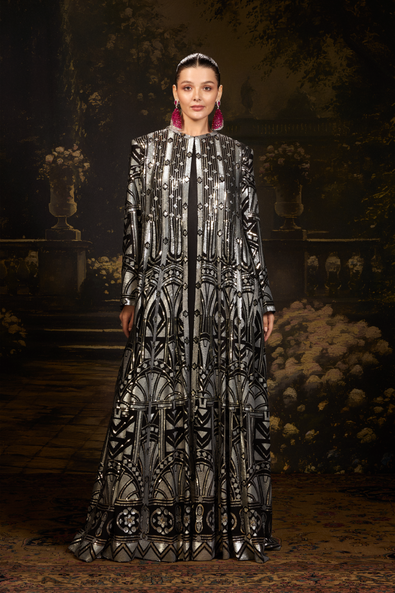 Black Georgette Jacket Gown