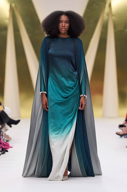 Teal Shaded Drape Dress
