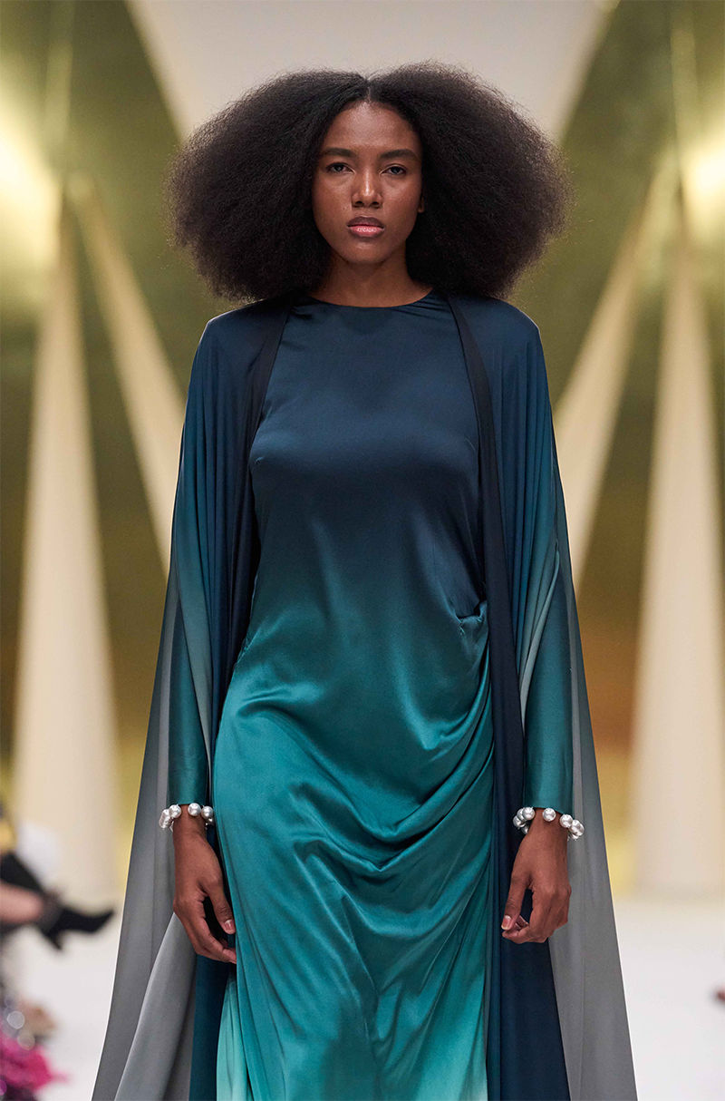Teal Shaded Drape Dress