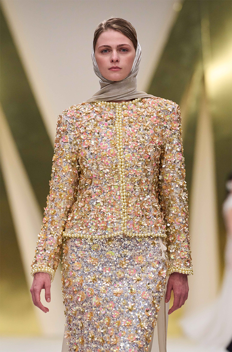 Ivory 3D Floral Embroidered Skirt Set