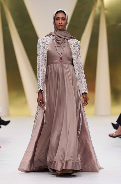 Rose Gold Sequined Jacket with Jalabia