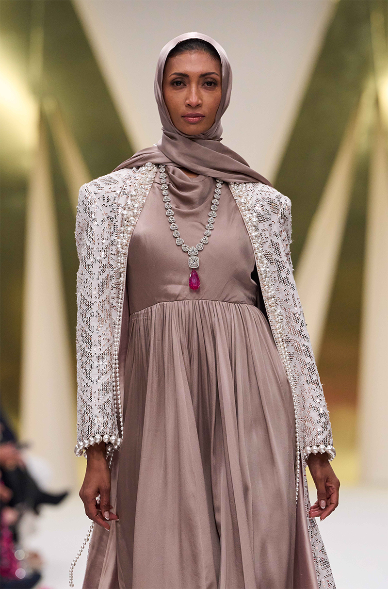 Rose Gold Sequined Jacket with Jalabia