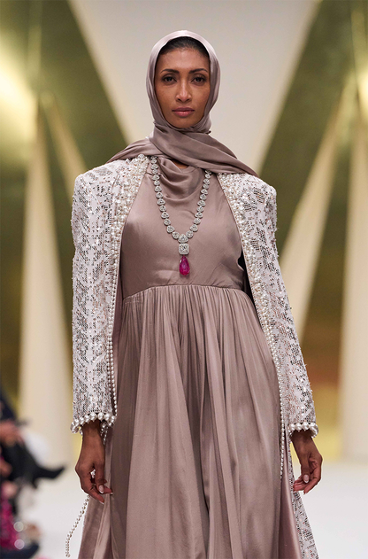 Rose Gold Sequined Jacket with Jalabia