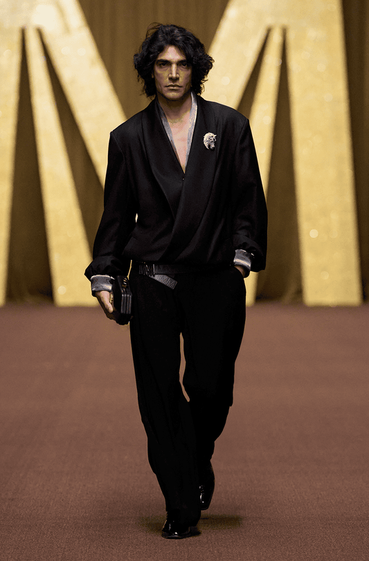 Black Overlapped Jacket Set