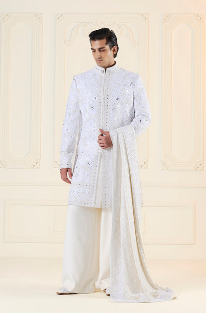 Ivory Embroidered Sherwani Set