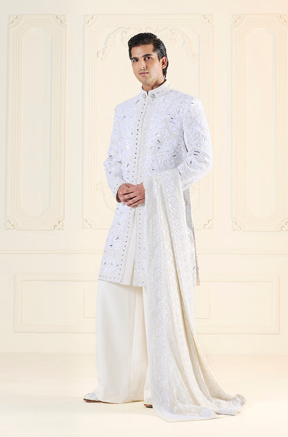 Ivory Embroidered Sherwani Set