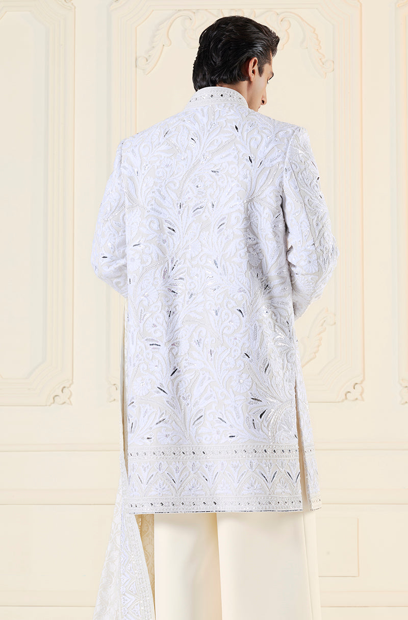 Ivory Embroidered Sherwani Set