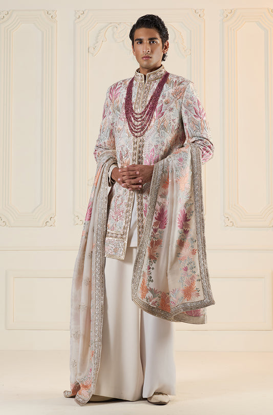 Ivory Multi Threadwork Sherwani Set