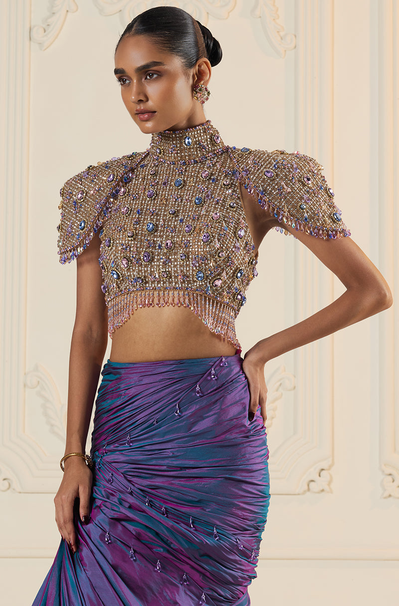 Purple Two Tone Swirl Skirt Set